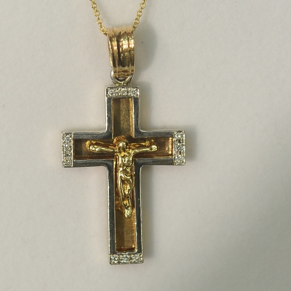 14KT 8.GR .20pt MEN'S DIAMOND CROSS